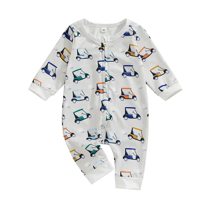 Baby Boys Golf Cart Zip Pajamas
