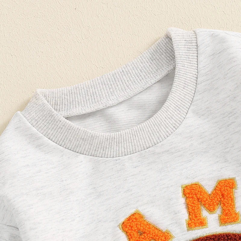 Girls Embroidered Football Top Flared Pants Set