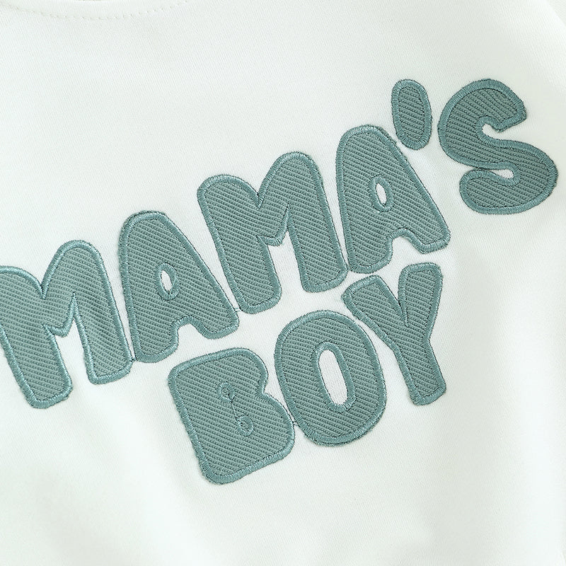 Boys Mama's Boy Embroidered Top Pant Set