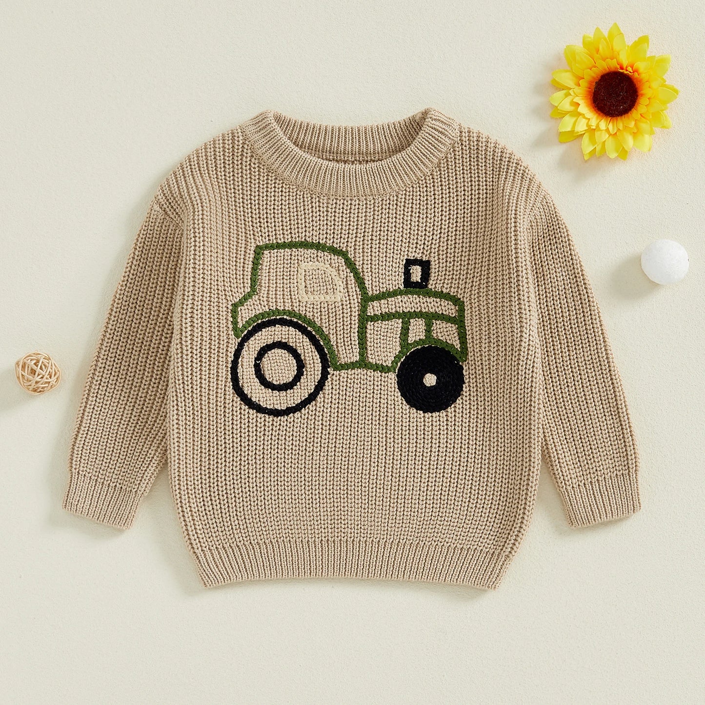 Embroidered Tractor Knit Sweater, Unisex