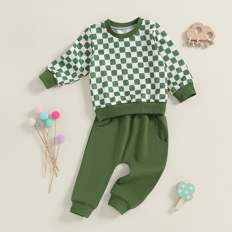 Checkered Sweatshirt Pant Set, Unisex