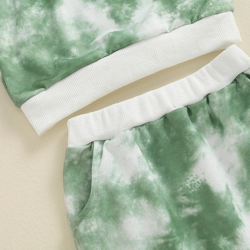 Girls Tie Dye Print Sweatshirt Pant Set