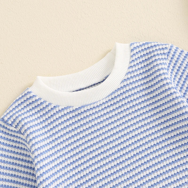 Boys Waffle Knit Striped Bubble