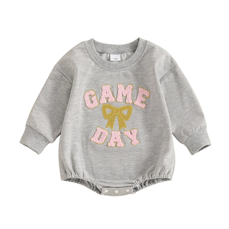 Girls Embroidered Ribbon Game Day Bubble