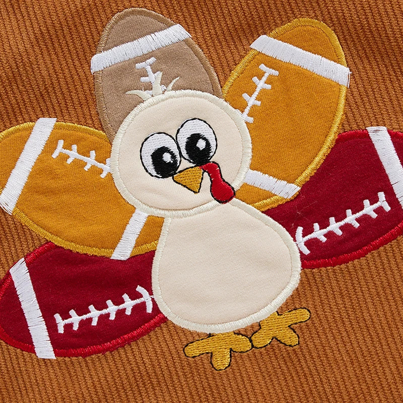 Boys Embroidered Football Turkey Overalls Bubble