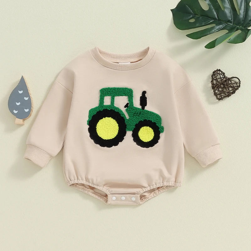 Boys Embroidered Tractor Bubble