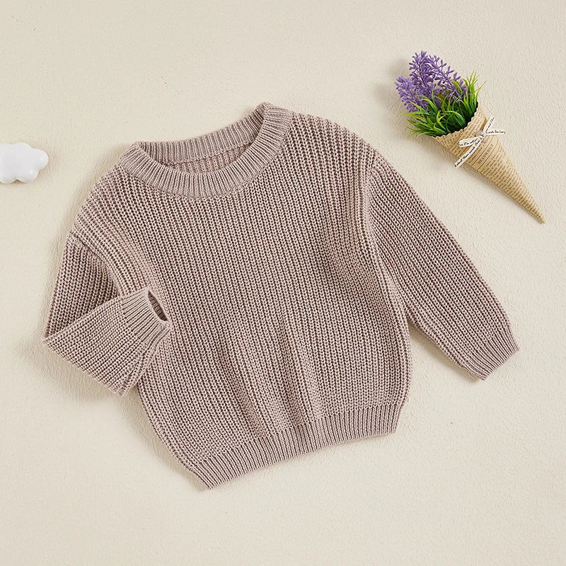 Girls Casual Solid Knit Sweater