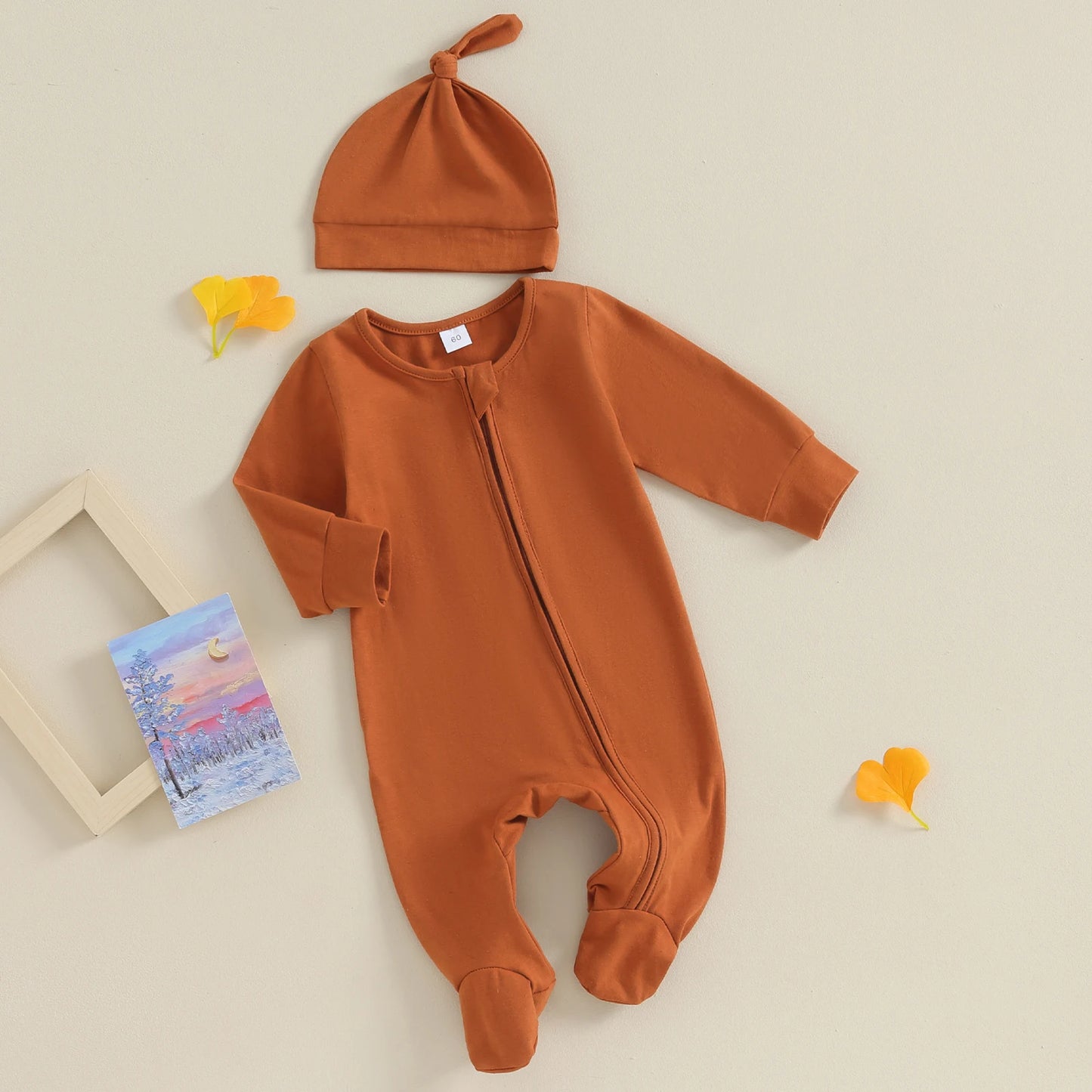 Full Zip Pajama Hat Set, Unisex