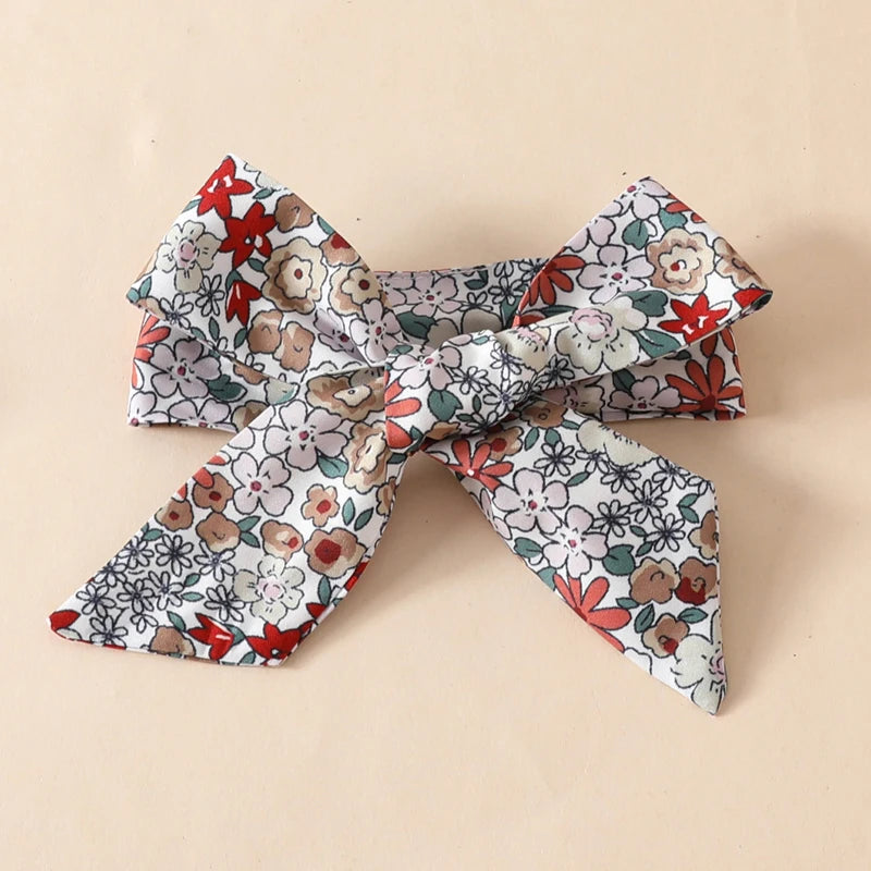 Girls Fall Floral Dress Bow Set