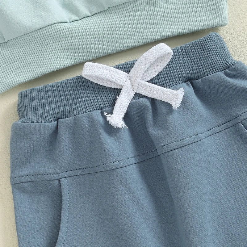 Boys Steal Your Snacks Color Contrast Sweatshirt Pant Set