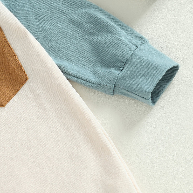 Boys Sleeve Contrast Pocket Romper