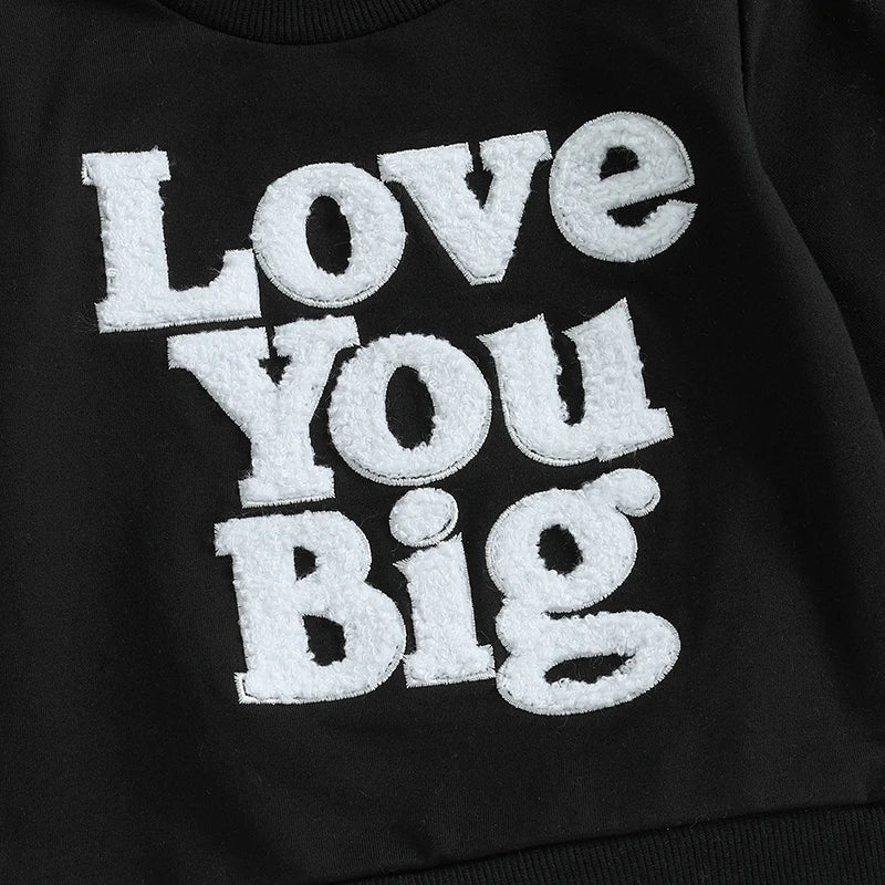 Embroidered Love You Big Sweatshirt Pant Set, Unisex