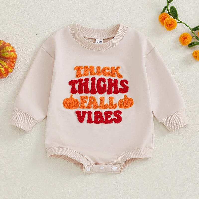 Thick Thighs Fall Vibes Pumpkin Embroidered Bubble, Unisex