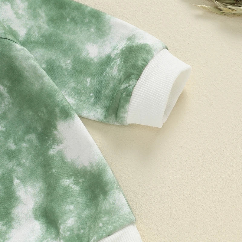 Girls Tie Dye Print Sweatshirt Pant Set