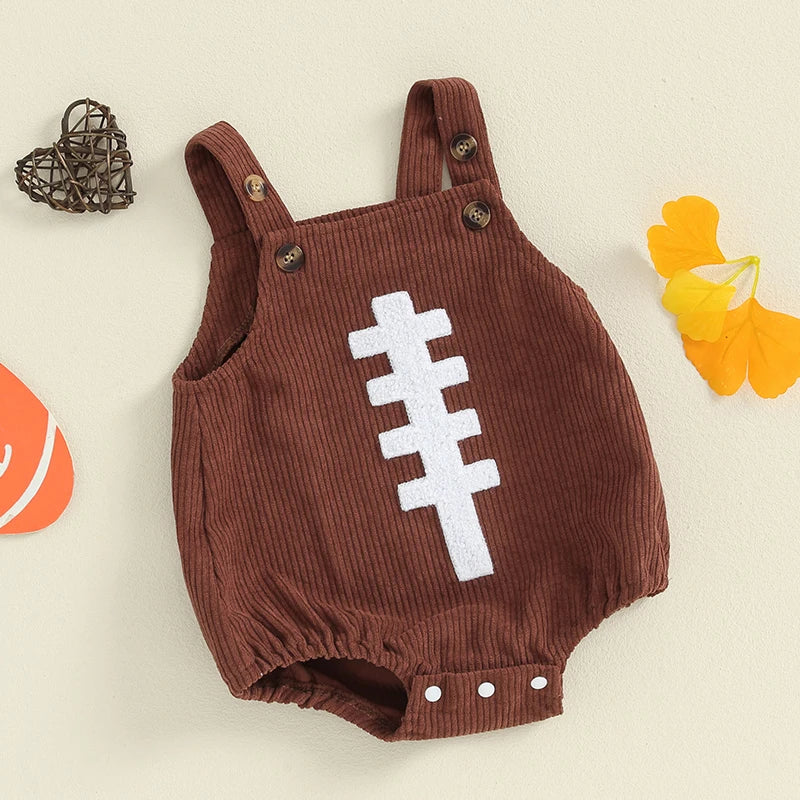 Sleeveless Football Embroidered Bubble Overalls, Unisex