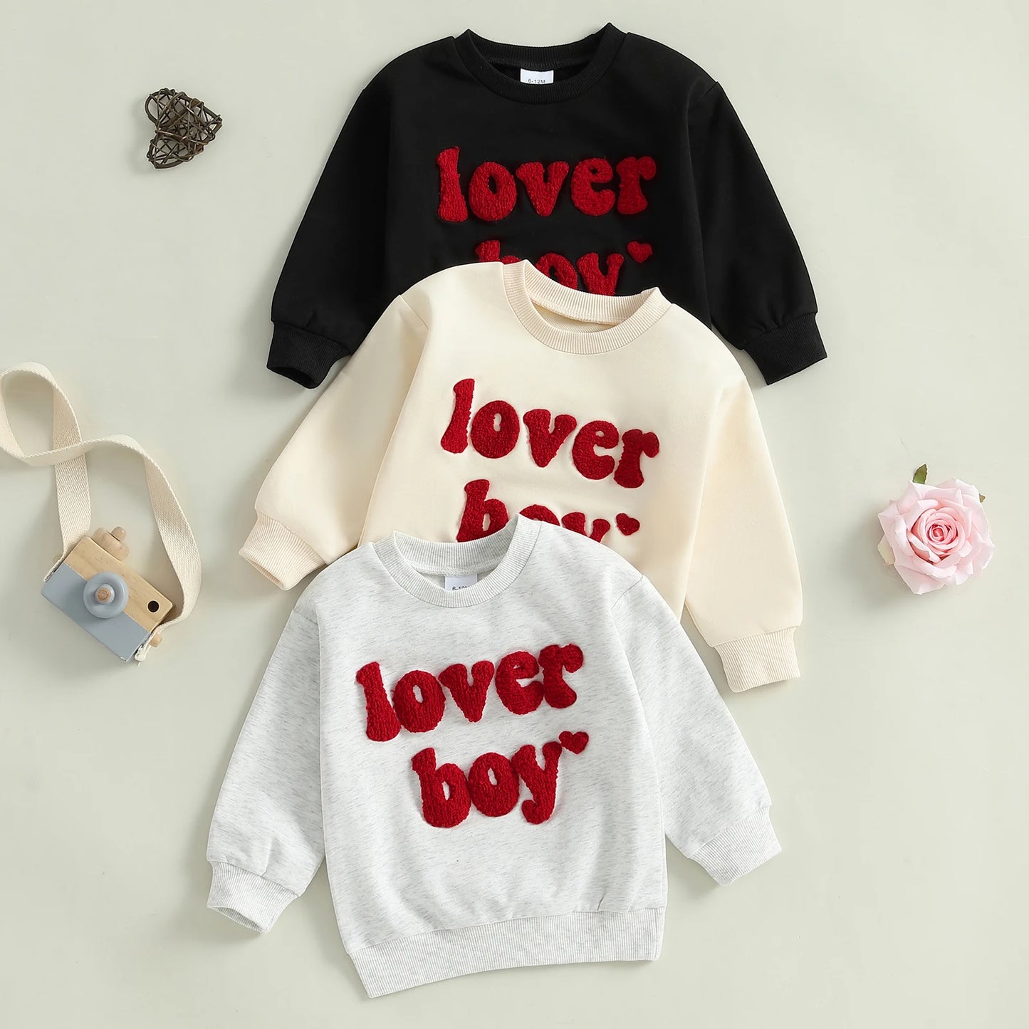 Boys Embroidered Lover Boy Heart Sweatshirt