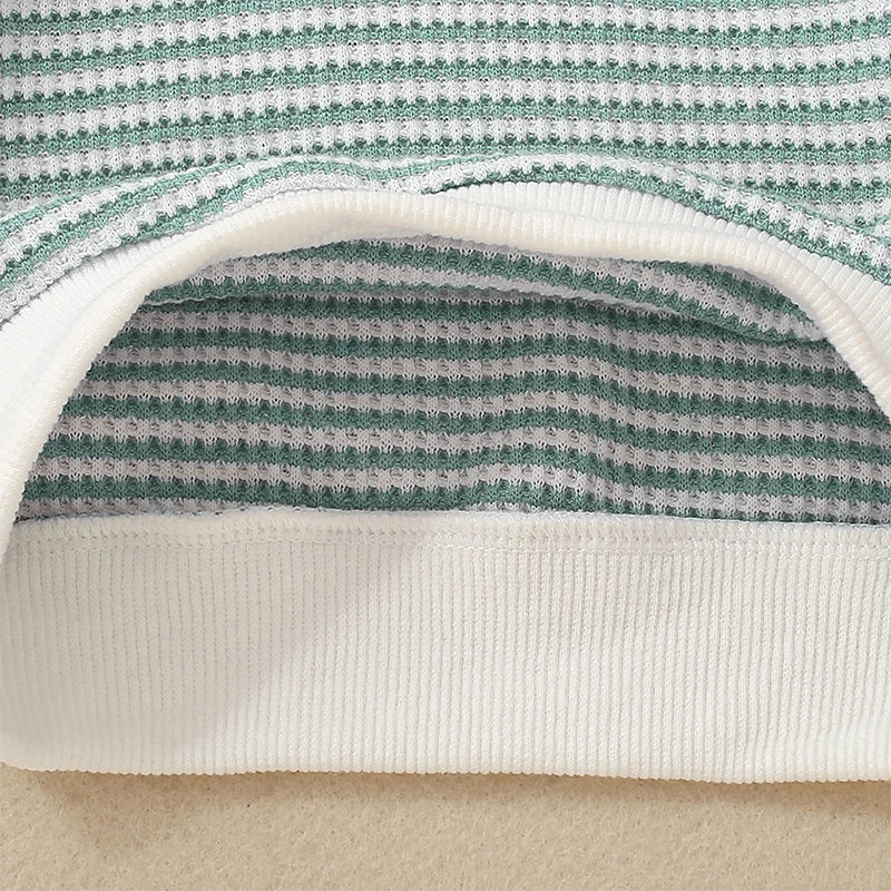 Boys Striped Waffle Knit Top Pant Set