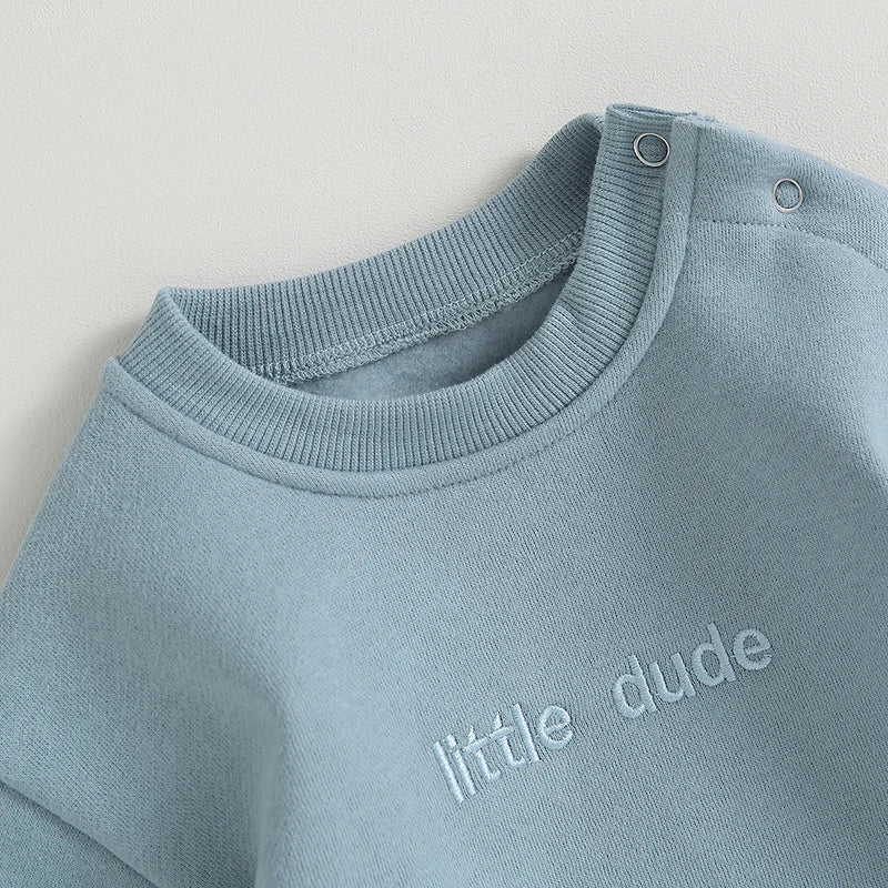 Boys Warm Embroidered Little Dude Bubble