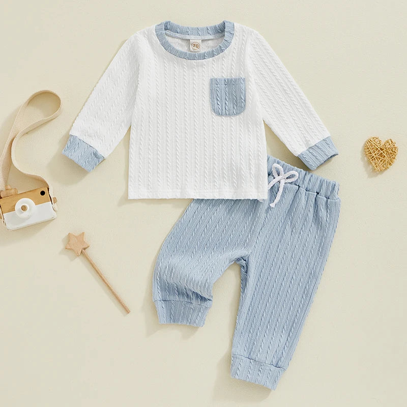 Boys Detail Knit Pocket Shirt Pant Set
