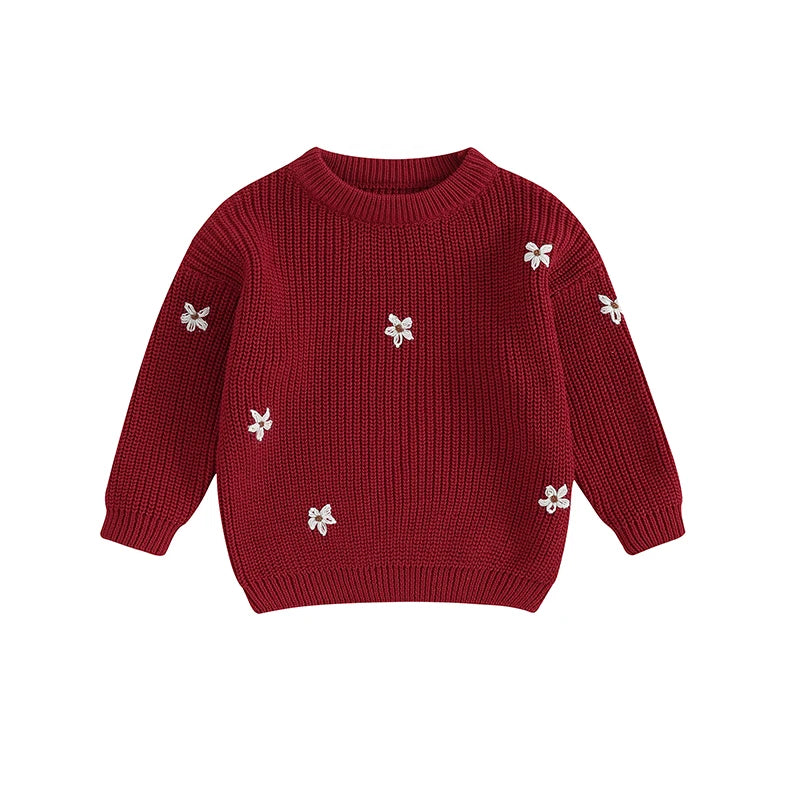 Girls Flower Knit Sweater