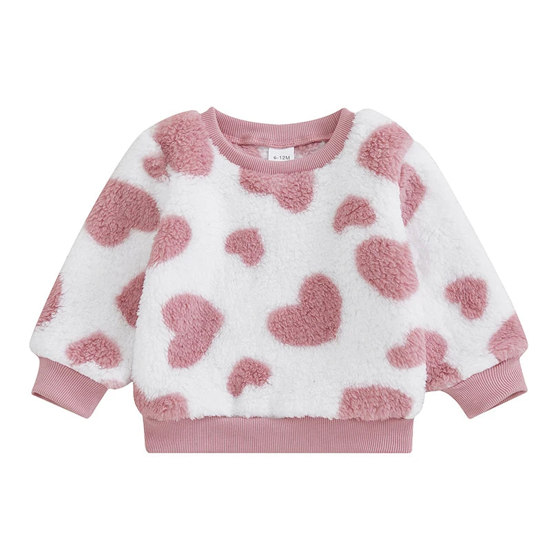 Girls Plush Heart Sweatshirt