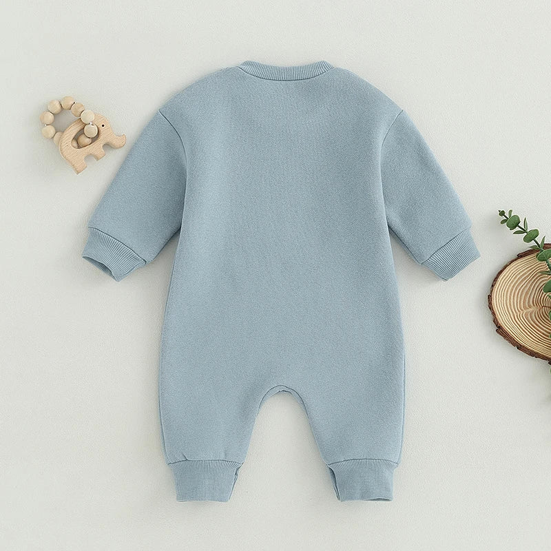 Boys Warm Embroidered Little Dude Romper