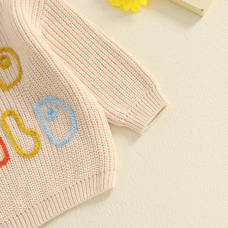 Wild Child Embroidered Knit Sweater, Unisex