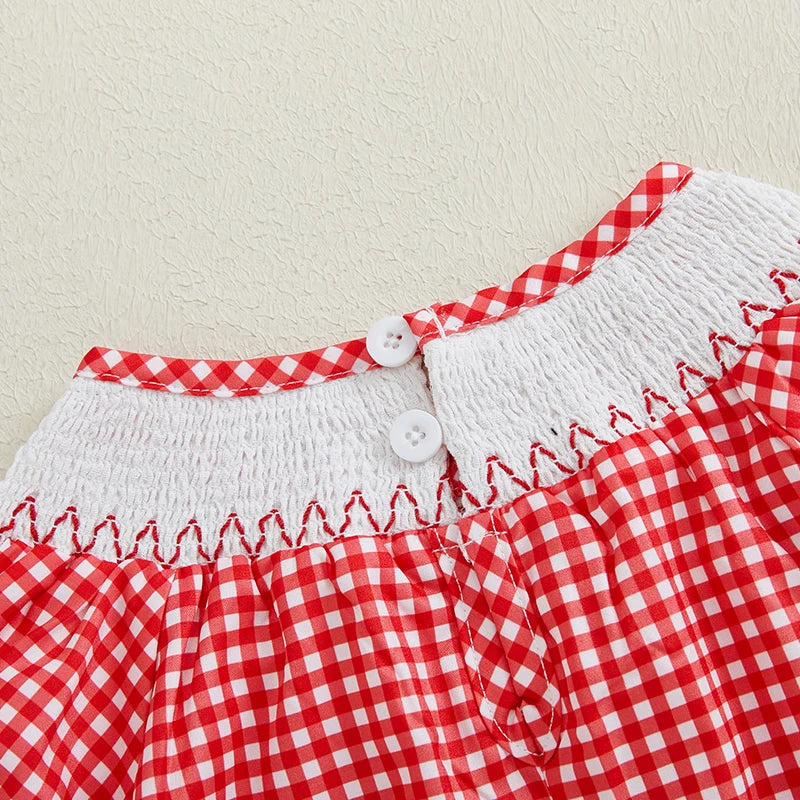 Girls Embroidered Heart Romper