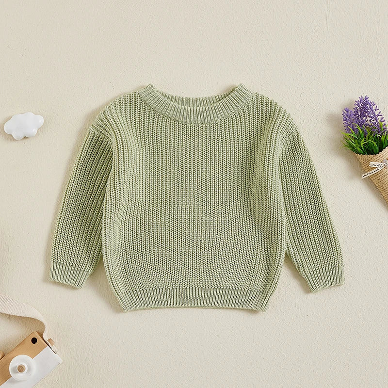 Girls Casual Solid Knit Sweater