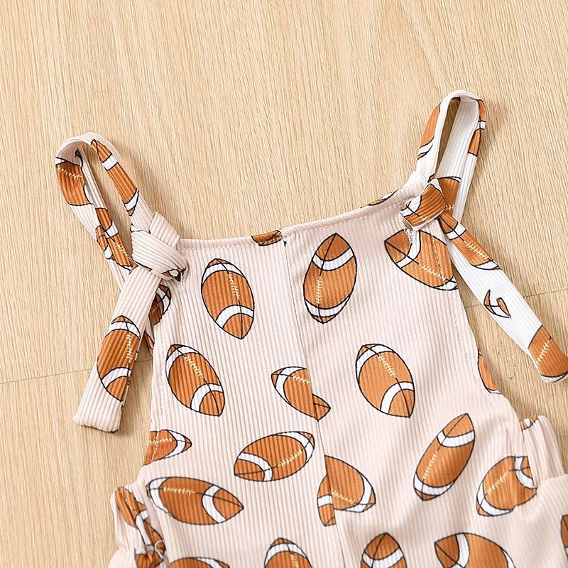 Girls Football Print Flared Romper