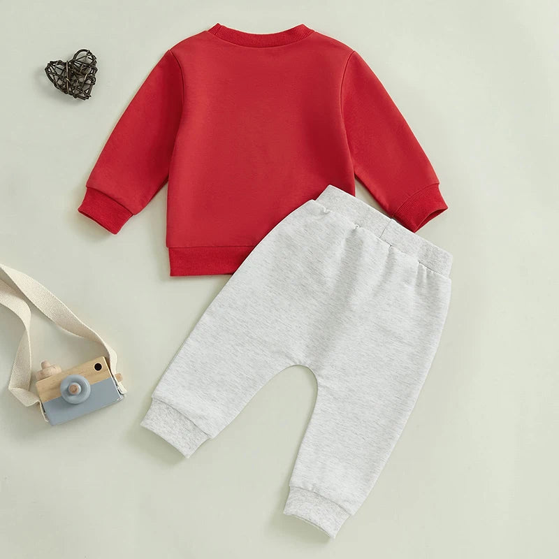 Embroidered Love You Big Sweatshirt Pant Set, Unisex