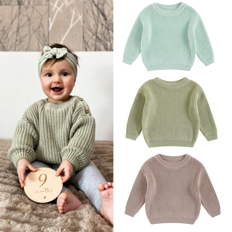Girls Casual Solid Knit Sweater