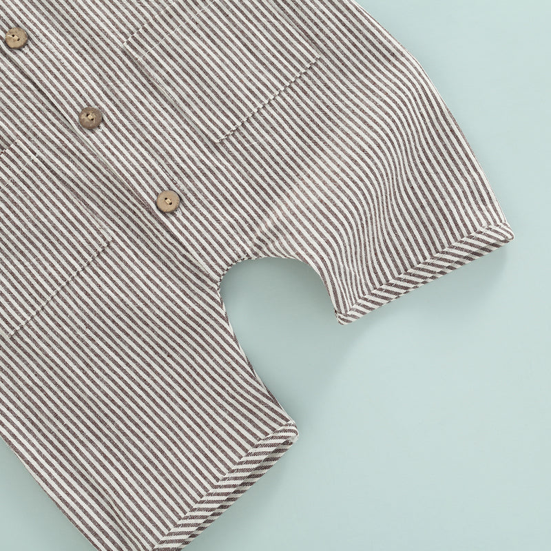 Sleeveless Pocket Button Romper, Unisex