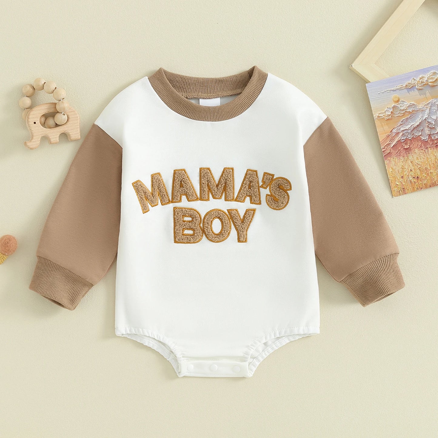 Boys Mama's Boy Embroidered Bubble