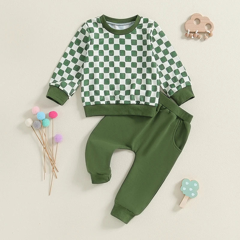 Checkered Sweatshirt Pant Set, Unisex