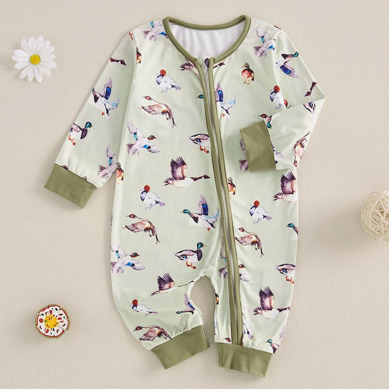 Boys Fall Duck Zip Pajamas