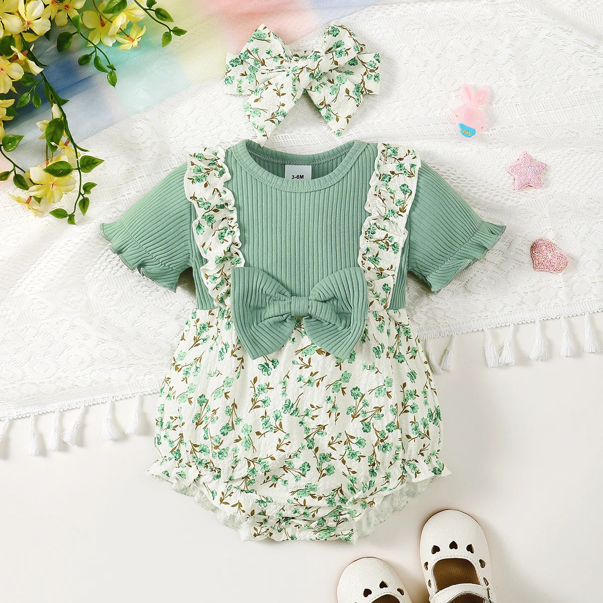 Girl Flower Ruffle Bubble | Bow