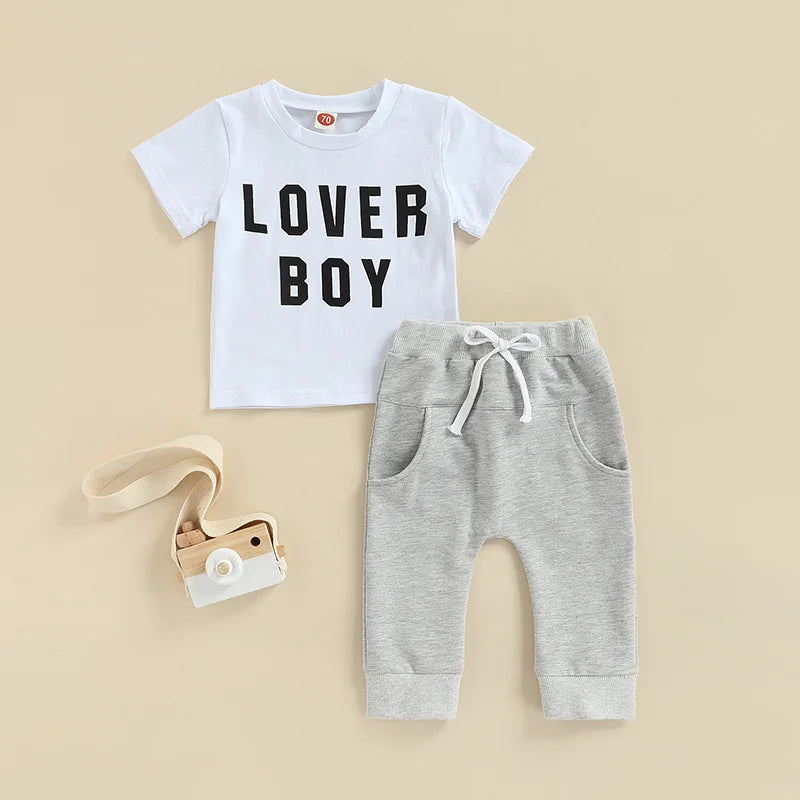 Boys Lover Boy Block Print Jogger Set