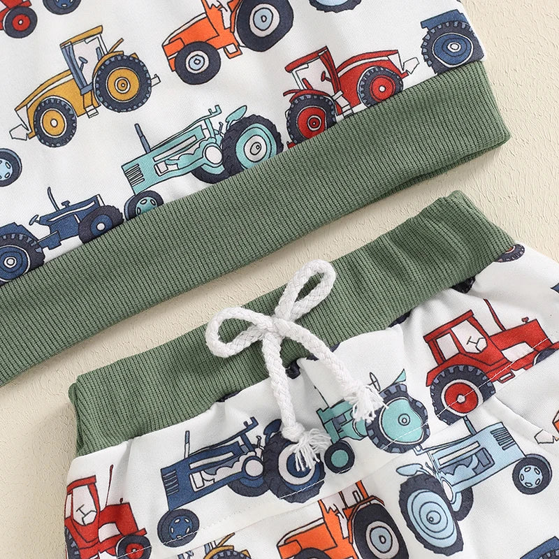 Boys Farm Tractors Pocket Sweatshirt Pant Set