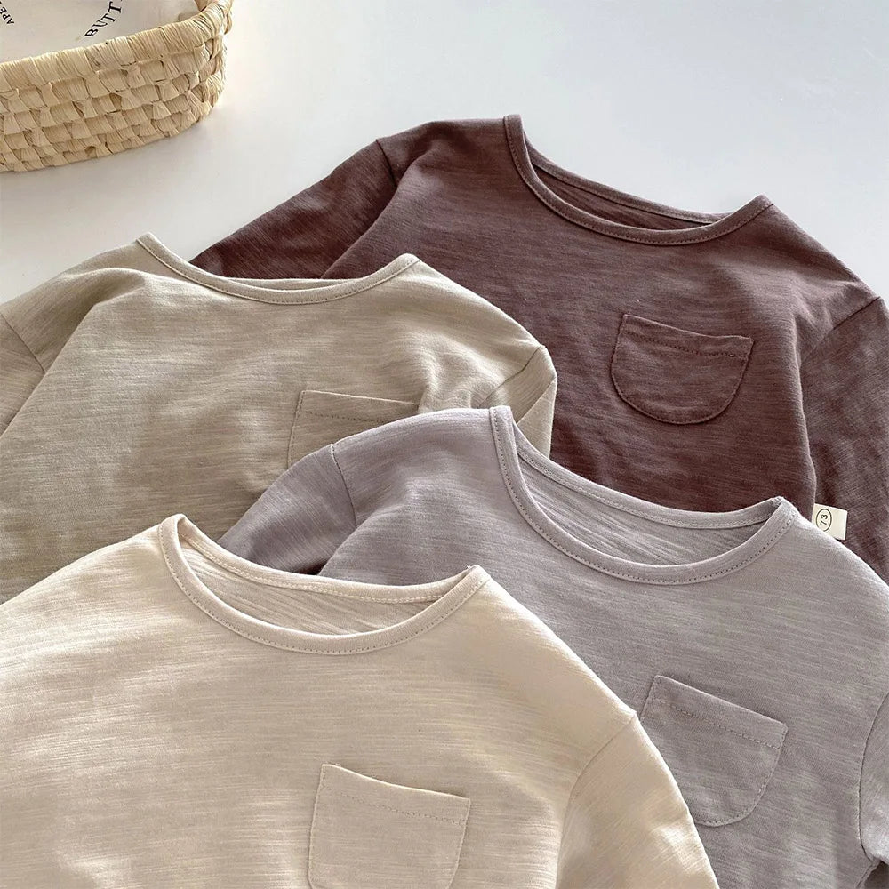 Boys Solid Long Sleeve Tops