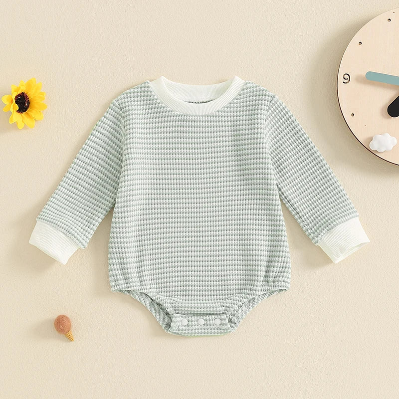 Boys Waffle Knit Striped Bubble