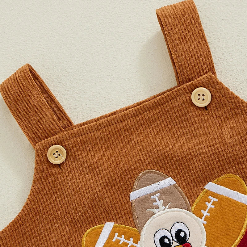 Boys Embroidered Football Turkey Overalls Bubble
