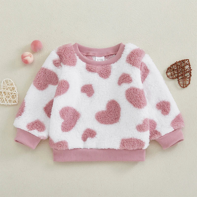 Girls Plush Heart Sweatshirt