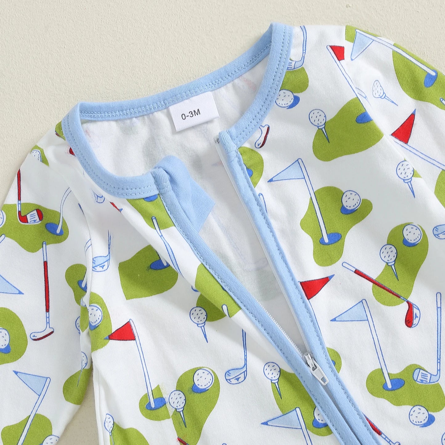 Golf Print Zip Footie Pajamas, Unisex