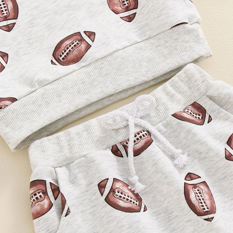 Football Print Sweatshirt Pant Set, Unisex