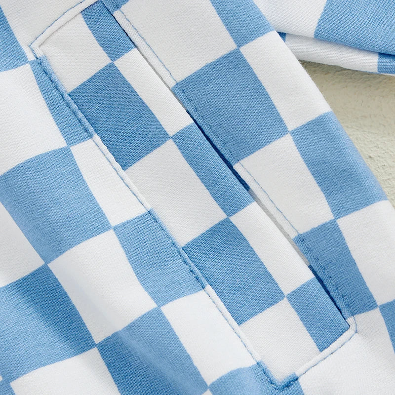 Boys Checkered Hooded Zip Jacket