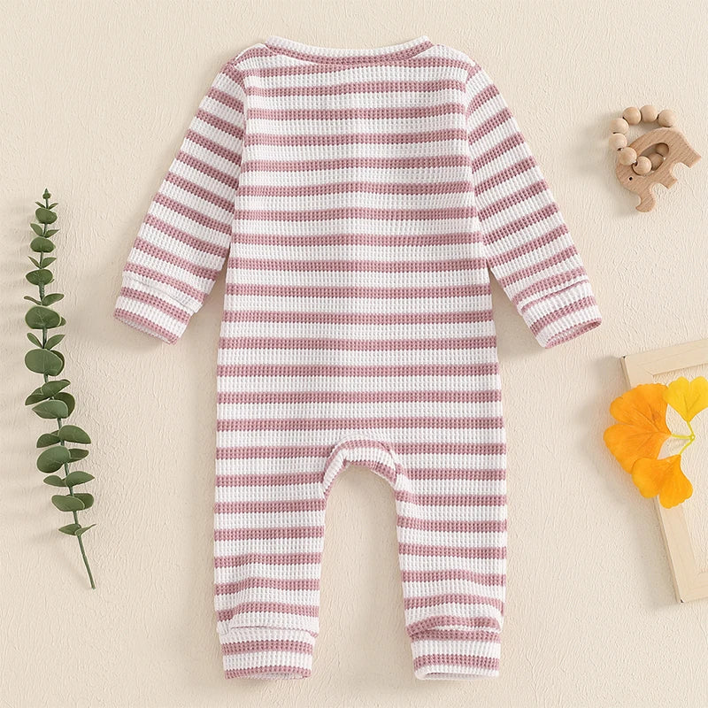 Striped Waffle Knit Zip Pajamas