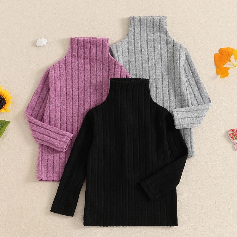 Girls Ribbed Turtleneck Sweater