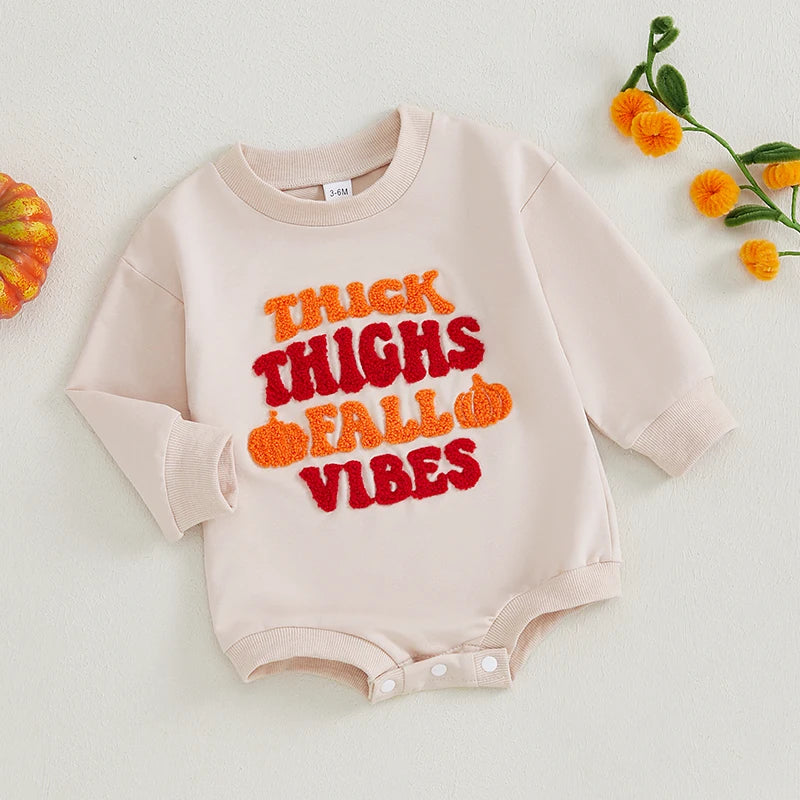 Thick Thighs Fall Vibes Pumpkin Embroidered Bubble, Unisex