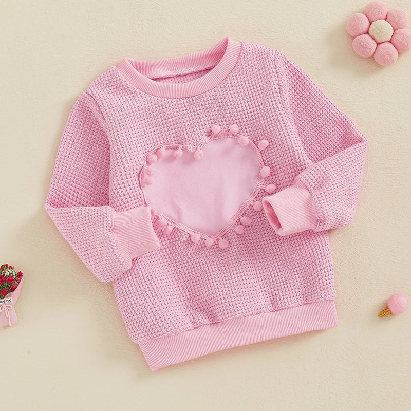 Girls Waffleknit Heart Shirt